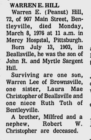Warren E. Hill obit